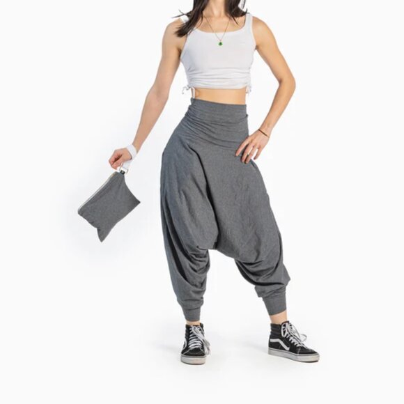 Buddha Pants Unisex Zipper Travel Cotton Make Up Bag Hand Carry Clutch Grey - Picture 3 of 4